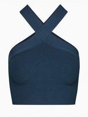 Babaton Sculpt Knit Criss Cross Cropped Tank | Navy XL